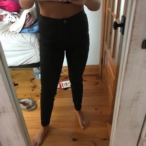 Black shiny skinny jeans